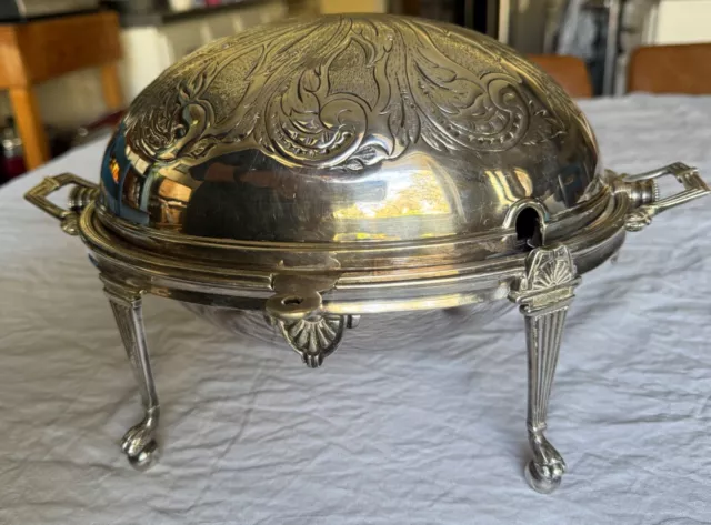 Reproduction Antique Victorian Silverplate Domed Roll Top Buffet Server