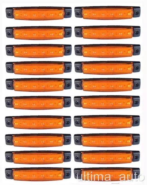 20 X Segnalatore Luce Ingombro 6 Led Laterali 24V 24Volt Arancio Camion Rimorchi 2