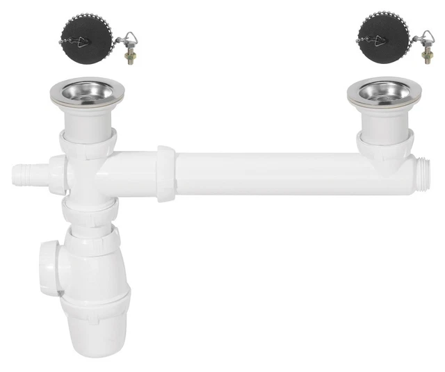 Talea Doppel-Siphon 114mm - Mit Geschirrspüler Anschluss Für Spülbecken