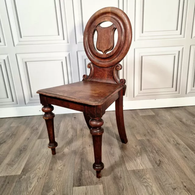 Antique Mahogany Chair - Georgian Style Carved Turned Decorative Hall Occasional