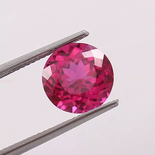 AAANatural Flawless Ceylon Pink Sapphire Round Cut Loose Gemstone 6.10 ct