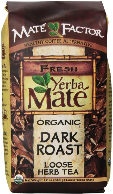Organic Yerba Mate Loose Herb Tea by The Mate Factor, 12 oz Dark Roast