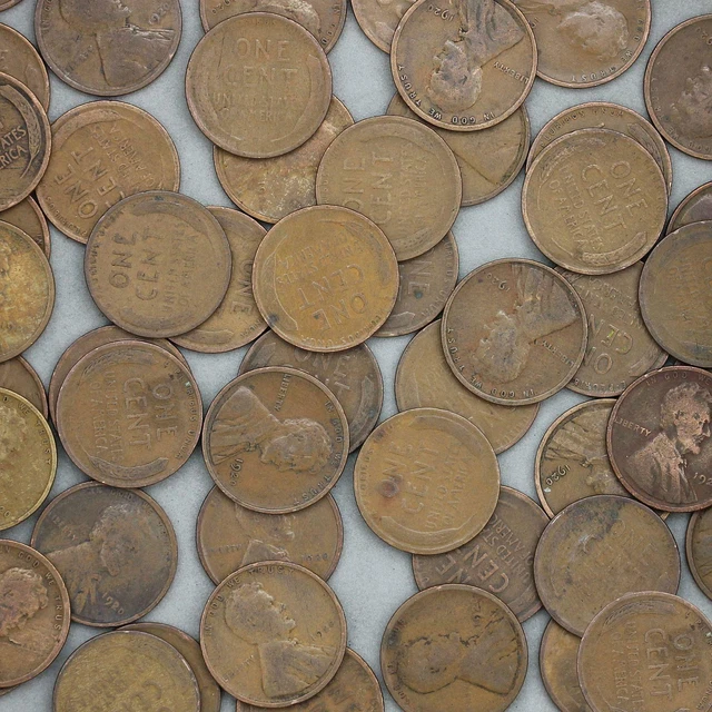 1920 Lincoln Wheat Cent Roll 50 Circulated Pennies US Coins