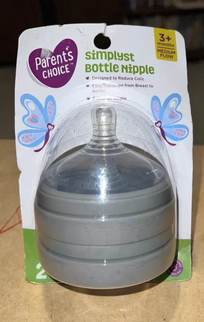 Parent's Choice Simplyst Baby Bottle Nipple Nipples 3+ Months Medium Flow New