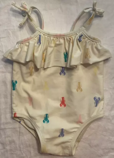 Baby GAP Girls One Piece Lobster Ruffle Swimsuit Bathing Suit Sz 0-6 Months