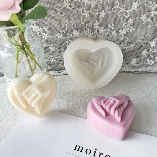 Molde de vela mano en mano en forma de corazón 3D arte molde de cera molde de silicona