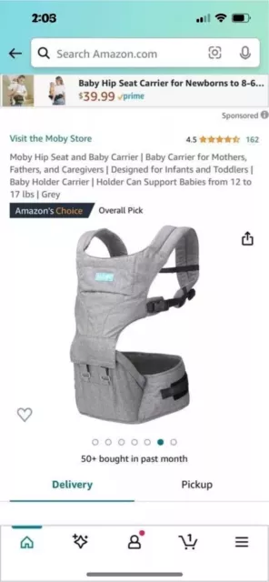 Moby Hip Seat Baby / toddler Carrier in grey color, gently used