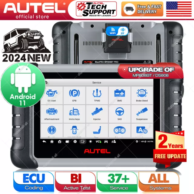 Autel MaxiPRO MP808BT PRO Auto Diagnostic Scanner 2024 Android 11.0 Key Coding