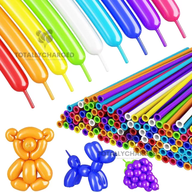 100 X Long Plain Balloons Latex Balons 260Q Twisting Modelling Long Balloons UK