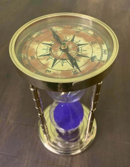 Acabado Latón Oro Arena Temporizador Reloj de arena Brújula marítima Ambos...