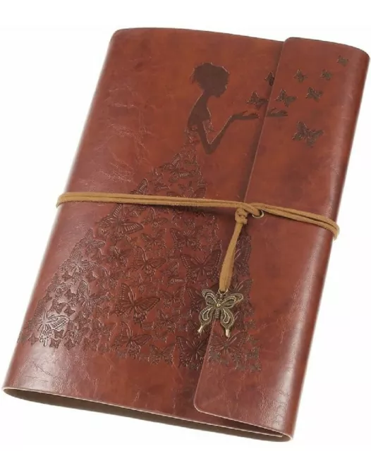 MaleDen Vintage Leather Diary Spiral Bound Sketch Book Refillable Travel Journal