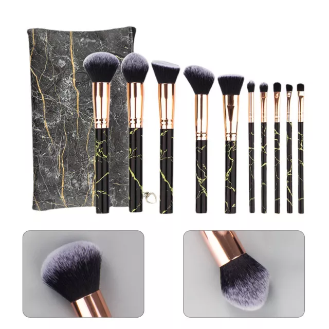 10PCS Makeup Brush Set Marble Make Up Brushes Foundation Blush Brush With Case