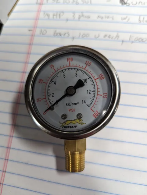 Oil Filled Air Pressure Gauges 1/4 NPT , 200 PSI