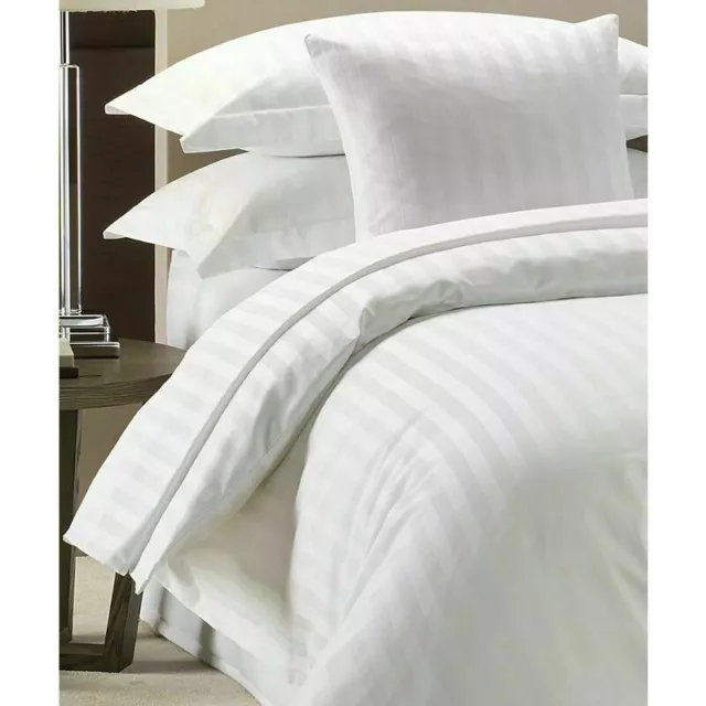 Satin Stripe Duvet Quilt Cover Bedding Set Single Double King Size + Pillowcases
