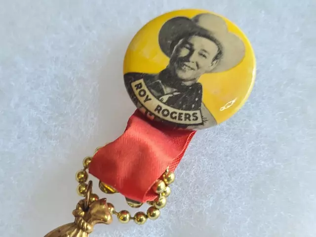 ROY ROGERS MONEYBAG Pinback Vintage Western Cowboy Toy Collectible Rare ...