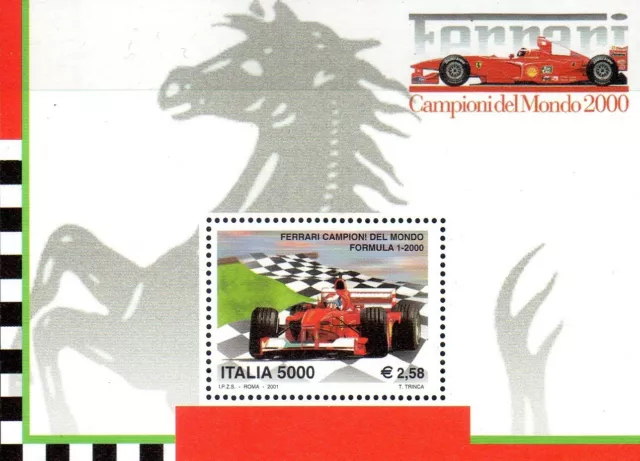 2001 italia repubblica Foglietti Ferrari campione formula 1