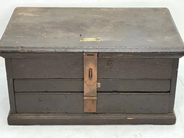 1880s victorian oak 2 drawer tool box cabinet tools paneled chisel pattern box