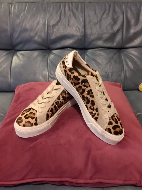 NEW ZARA LEOPARD Print Fine Fur Trainers. With Suede Trim. Size 5. 9.50 PicClick UK