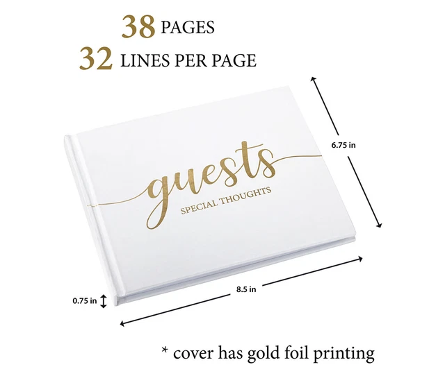 Libro de visitas de oro blanco aniversario de boda o fiesta de cumpleaños o cualquier evento