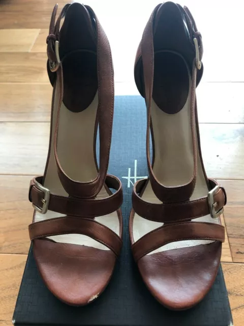 COLE HAAN Women's Tan Leather Strappy Heeled Sandals - Sz 8.5M