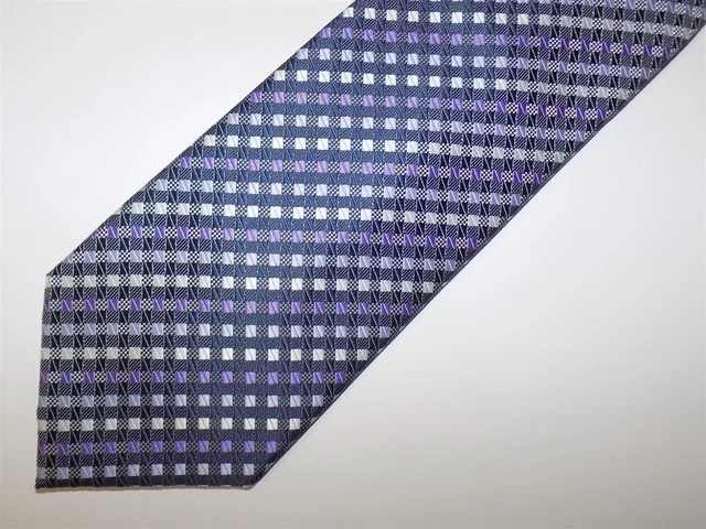 HARVE BENARD Men's Formal Necktie Purple Black Silver 60" x 3 1/2"