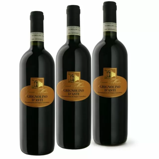 3 bottiglie di Grignolino d'Asti doc vino rosso bottiglia 75 cl delicato fermo