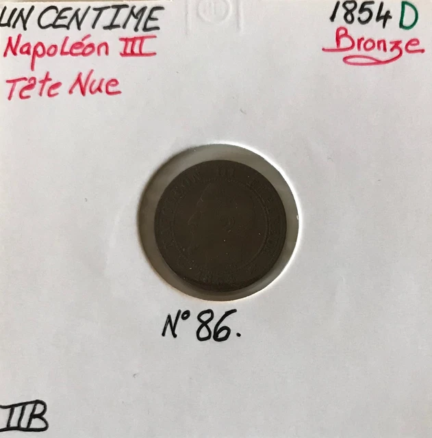 1 CENTIME NAPOLEON III - 1854D - Pièce de monnaie en Bronze // TTB