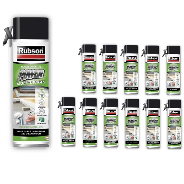 12x espuma de PU Rubson "Power Box" espuma de construcción para asas interiores y exteriores 500 ml