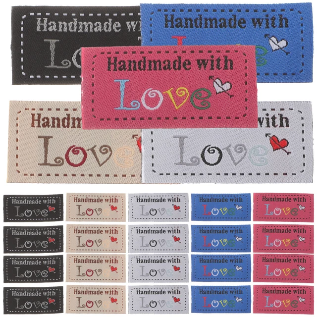 100 Pcs Fabric Labels Handmade Tags Thank You Cotton Love Crochet Fashion
