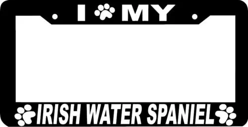 IRISH WATER SPANIEL DOG paw print License Plate Frame
