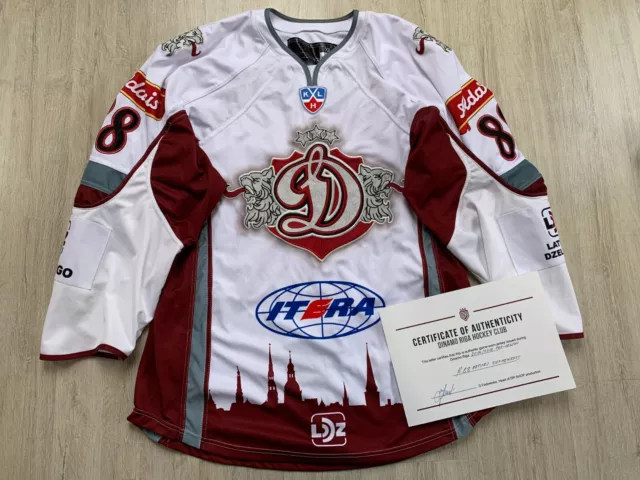 KHL Dinamo Riga Latvia Game Worn Hockey Jersey Dynamo Russian #88 KUZMENKOVS