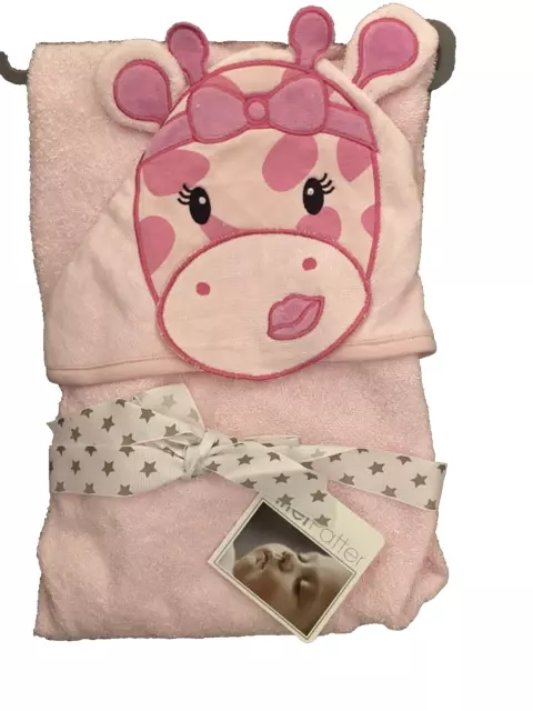 Pitter Patter Baby Mädchen Rosa Giraffe Kapuzenhandtuch Neu Geschenk Babydusche