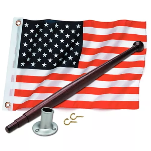 12 x 18 United States / American Flag Kit for Boats - Flag, Pole and Holder