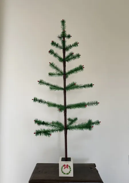 Extra großer grüner Gänsefeder Weihnachtsbaum 43 Zoll hoch Vintage/Antik