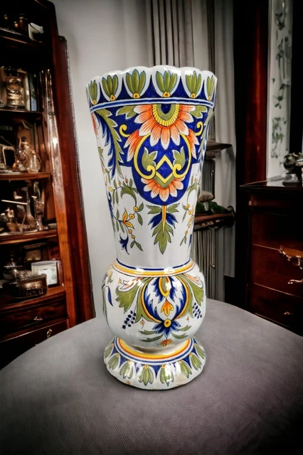 Ancien VASE Ceramique Debut XXe Signe Decors ROUEN