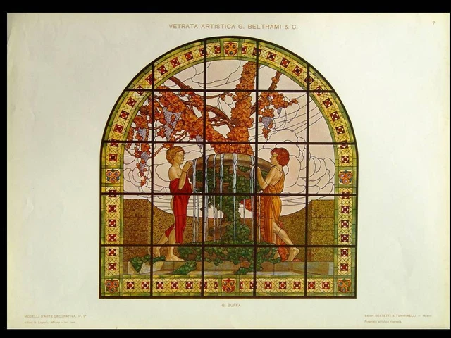 Lithographie Art Nouveau FEMMES ET CYGNE Par D'Andréa - 1910 (Original)