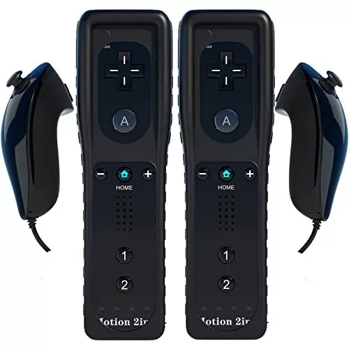 2 Sets Remote Controller for Wii, TechKen Replacement Remote Built-i(Black 2pcs)