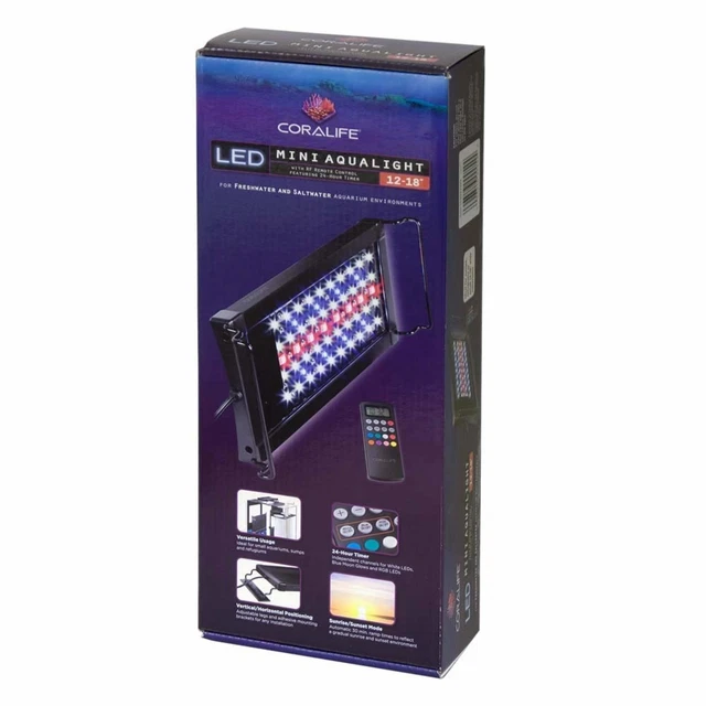 Aqualight Mini Aquarium LED Light Fixture, Multicolor - Day White/Moon Glow/RGB