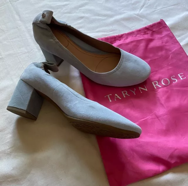 Taryn Rose Suede Leather Pumps US 8 EURO 39 Blue Chunky Heel