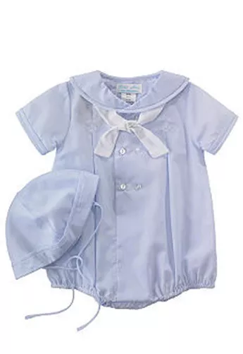 Boys Baby Blue Romper & Hat Nautical Petit Ami Infant NWT Newborn-9m