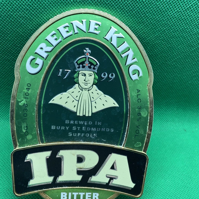 VINTAGE GREENE KING IPA Bitter Sign, Pump Clip, Font Badge, Pub Mancave