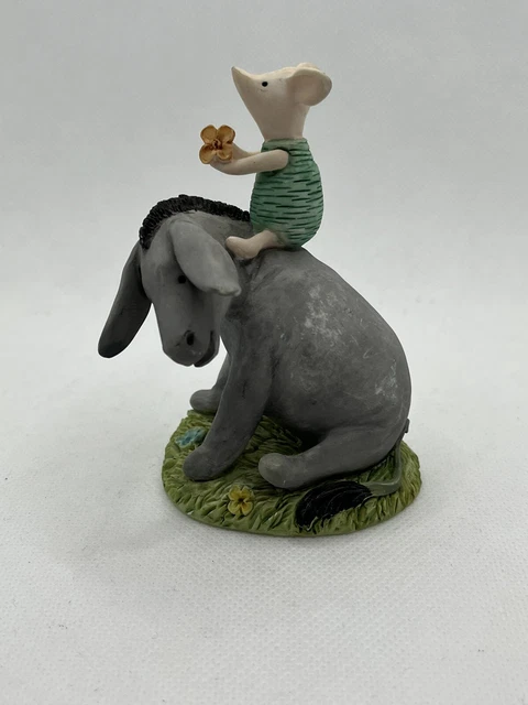 CLASSIC POOH BORDER Fine Arts A7882 Piglet Sitting On Eeyore Figurine