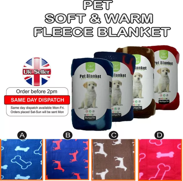 Pet Soft Cosy Warm Fleece Multi Design Print  Blanket Dog Puppy & Cat Animal
