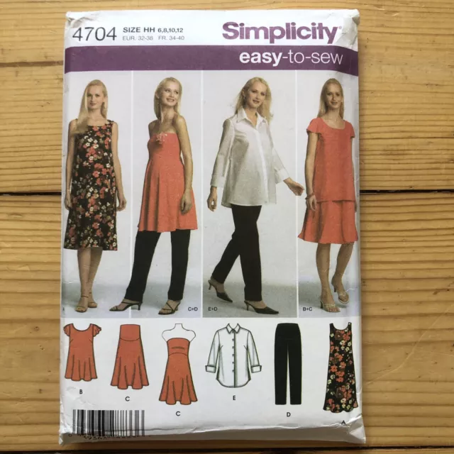 Simplicity 4704 Schnittmuster 32-38 Umstandsmode Kleid Tunika Bluse Hose Rock