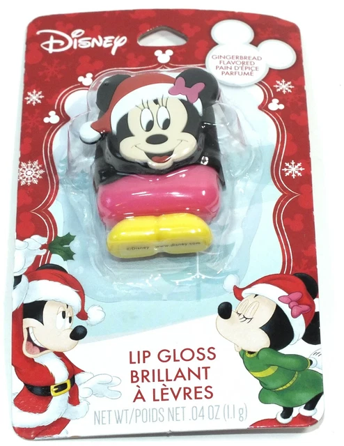 Disney Holiday Lip Gloss Minnie Mouse Santa Hat Christmas Gingerbread Flavor H
