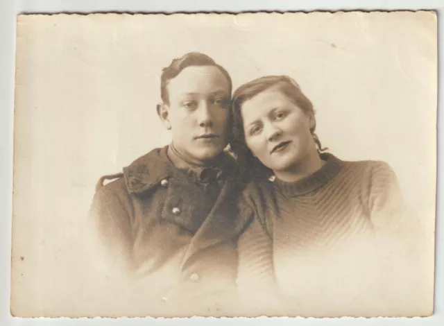 carte photo portrait poilu du 31 RI vers 1940 avec sa fiancée