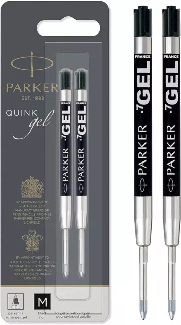 Parker Gel Pen Refills | Medium Tip (0.7mm) | Black QUINK pack of 2, black