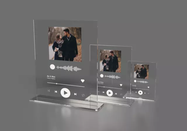 Personalised Scannable Spotify & Photo Plaque with free stand, Birthday Gift