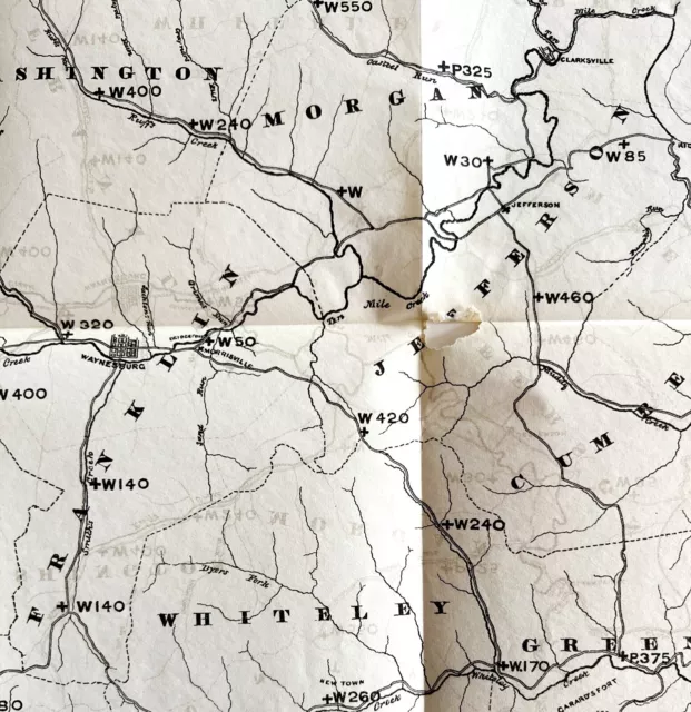 Map Coal Outcrops 1875 Geological Pittsburgh Coals Pennsylvania Victorian DWZ1