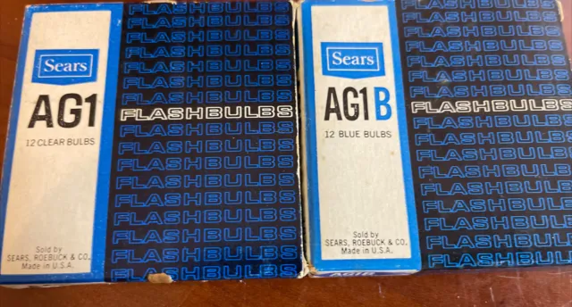 Bombillas Sears Modelo AG1-12 Transparentes Azul AG1B 3/8730-8732 EE. UU. De Colección